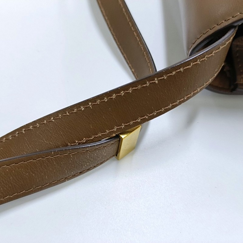 CELINE CLASSIC BOX 中號 棕色牛皮豆腐包單肩包 金色五金 可拆卸肩帶-16