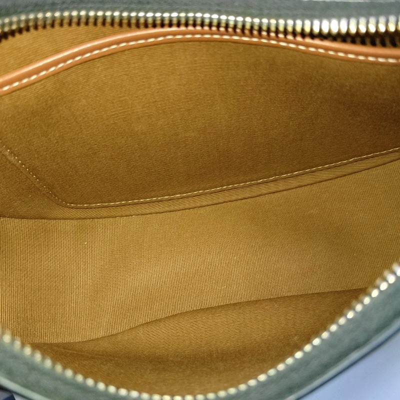 CELINE AVA 棕色塗層帆布凱旋門單肩包 金色五金-6