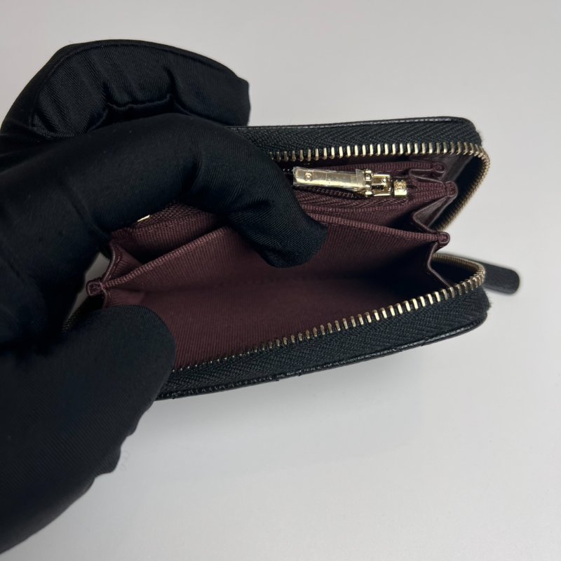 CHANEL CF荔枝紋ㄇ拉零錢包黑晶片款-5