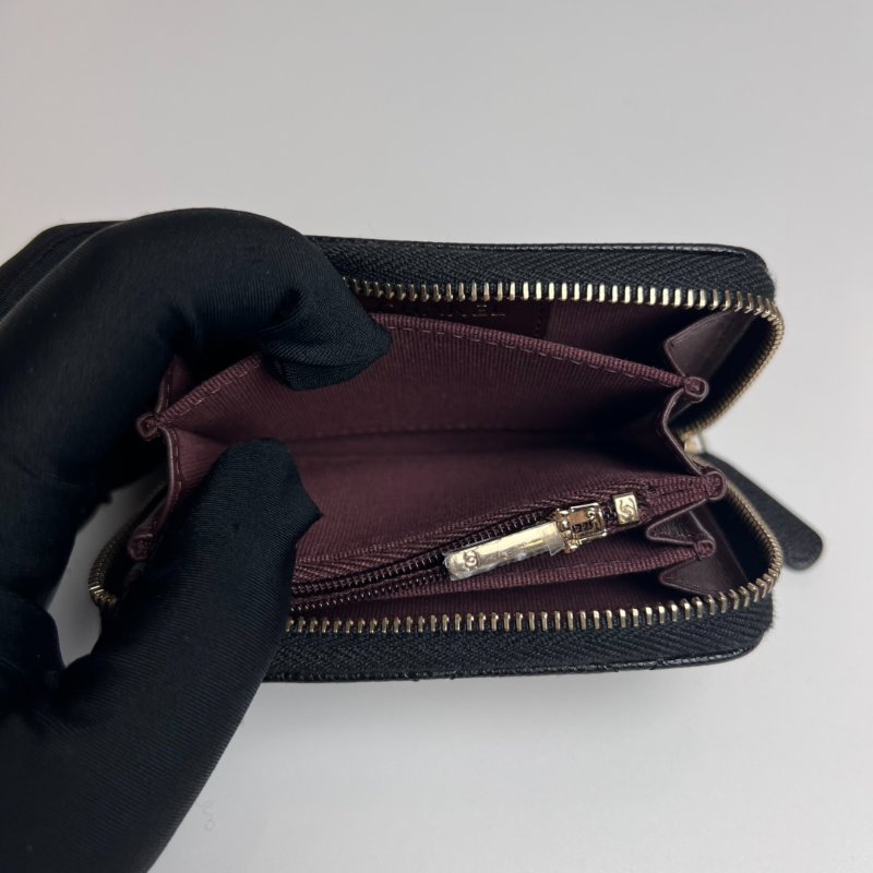 CHANEL CF荔枝紋ㄇ拉零錢包黑晶片款-6