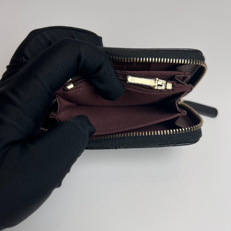 CHANEL CF荔枝紋ㄇ拉零錢包黑晶片款-8