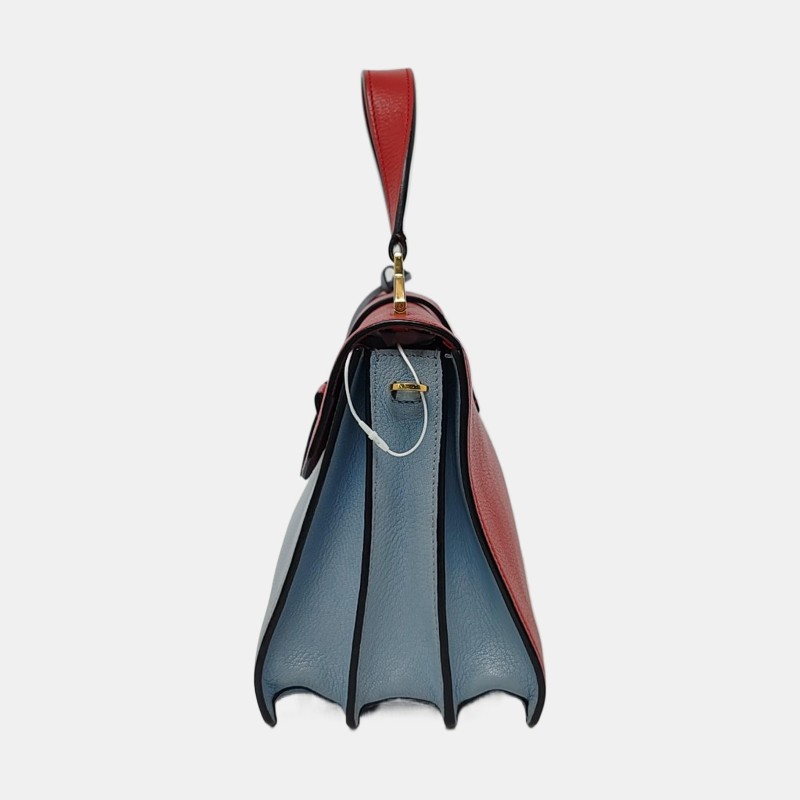 Miu Miu拼色牛皮斜挎包手提包單肩包 金色五金 可拆卸肩帶-2