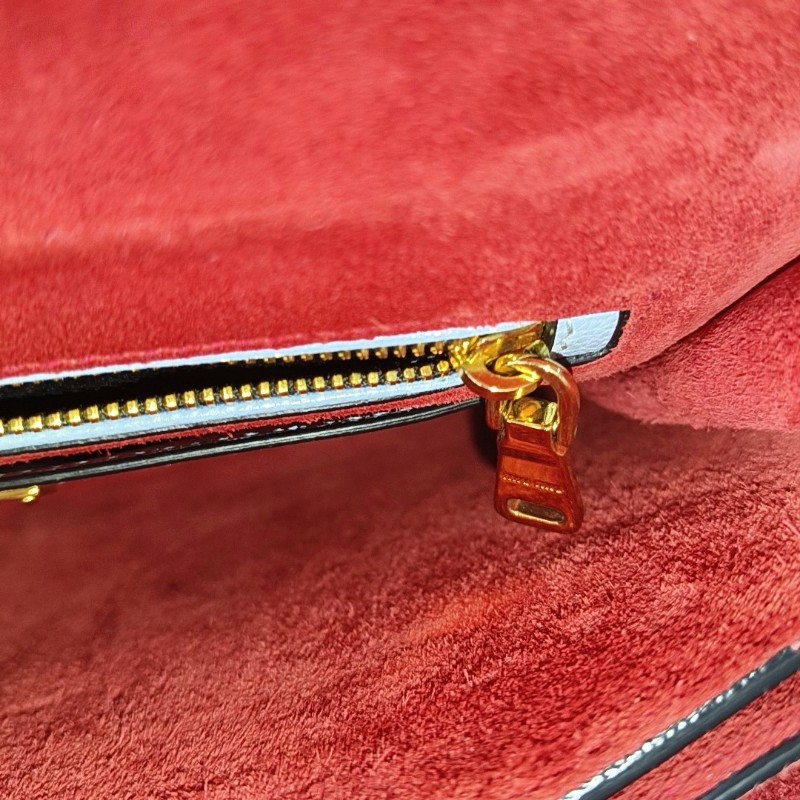 Miu Miu拼色牛皮斜挎包手提包單肩包 金色五金 可拆卸肩帶-16