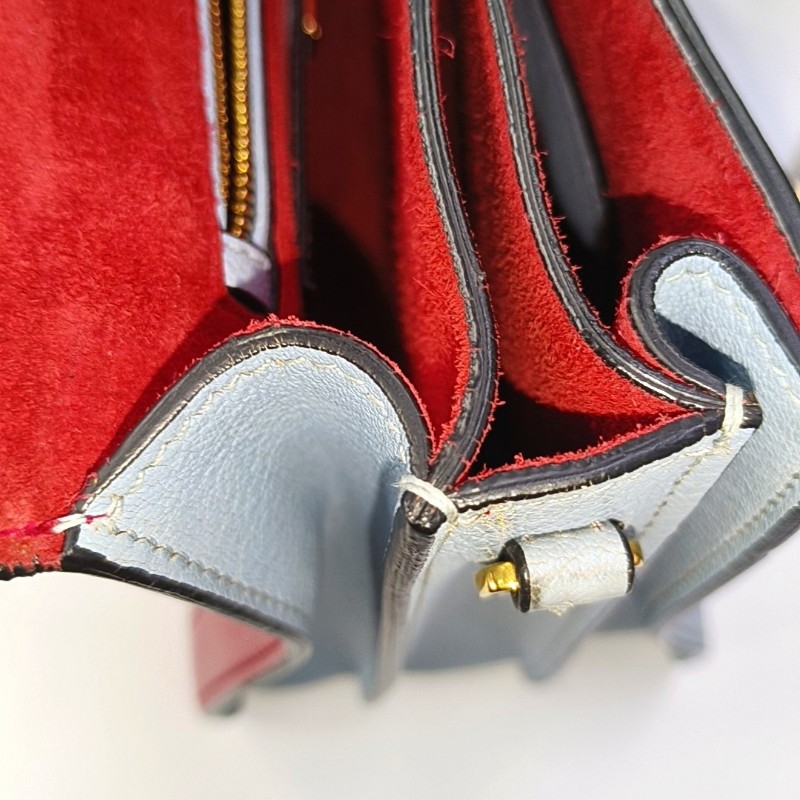 Miu Miu拼色牛皮斜挎包手提包單肩包 金色五金 可拆卸肩帶-17