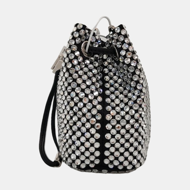 PRADA 水桶包 迷你 透明色織物徽標拼貼單肩包斜挎包 銀色五金 可拆卸肩帶 9.8新-2