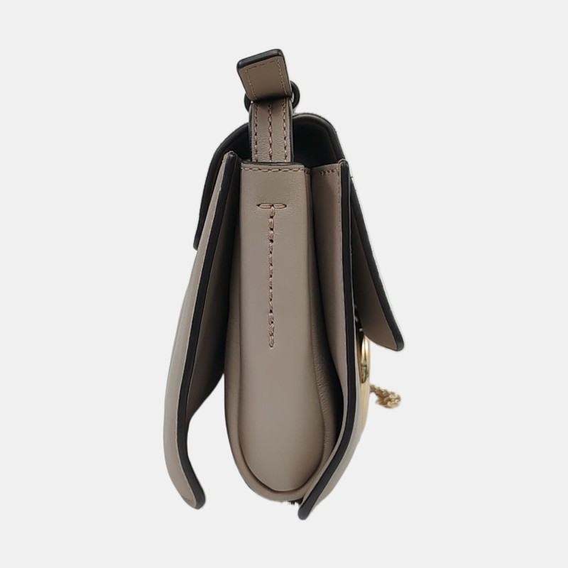 Chloe Faye 小號 灰色牛皮斜挎包單肩包 金色銀色五金 9.5新-3