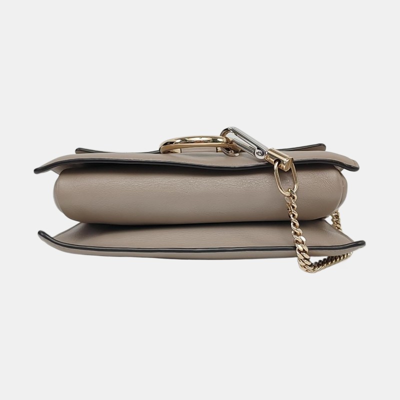 Chloe Faye 小號 灰色牛皮斜挎包單肩包 金色銀色五金 9.5新-5