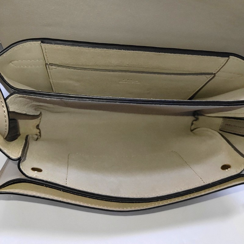 Chloe Faye 小號 灰色牛皮斜挎包單肩包 金色銀色五金 9.5新-6