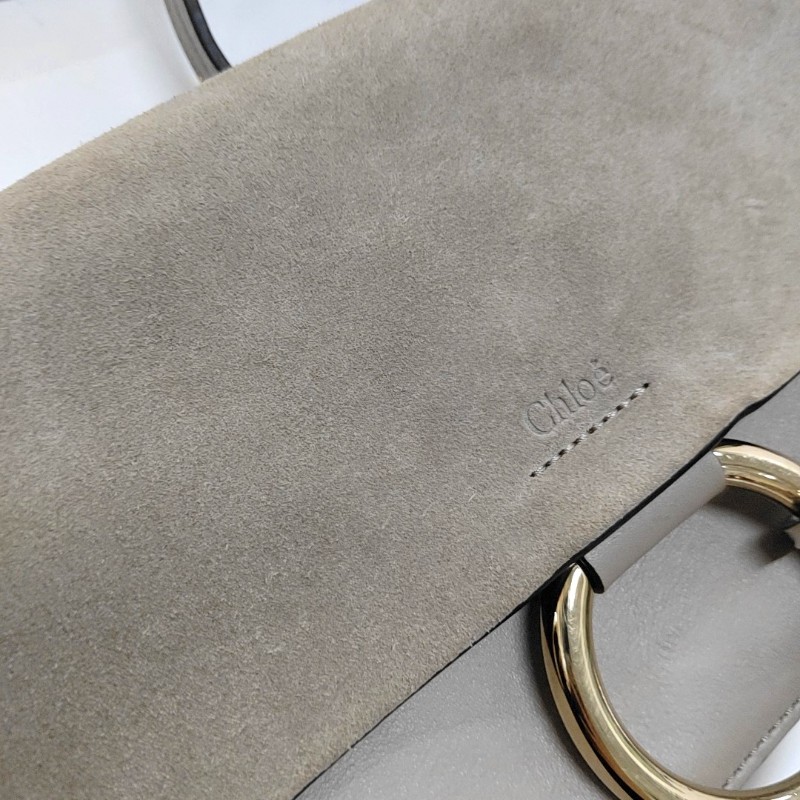 Chloe Faye 小號 灰色牛皮斜挎包單肩包 金色銀色五金 9.5新-8