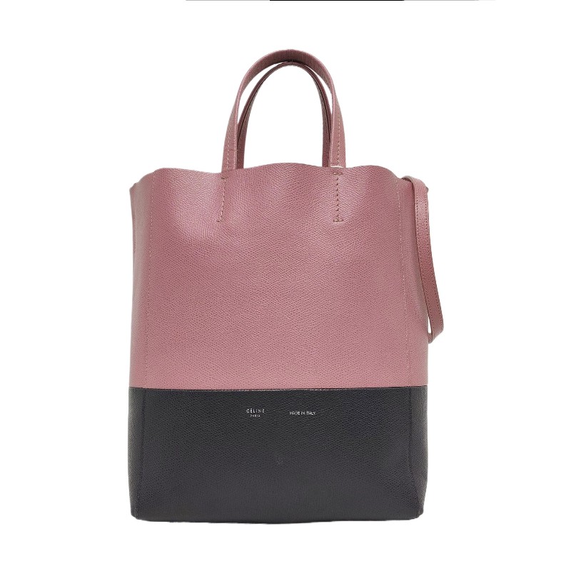 CELINE VERTICAL CABAS 粉色牛皮單肩包斜挎包手提包 銀色五金 可拆卸肩帶-0
