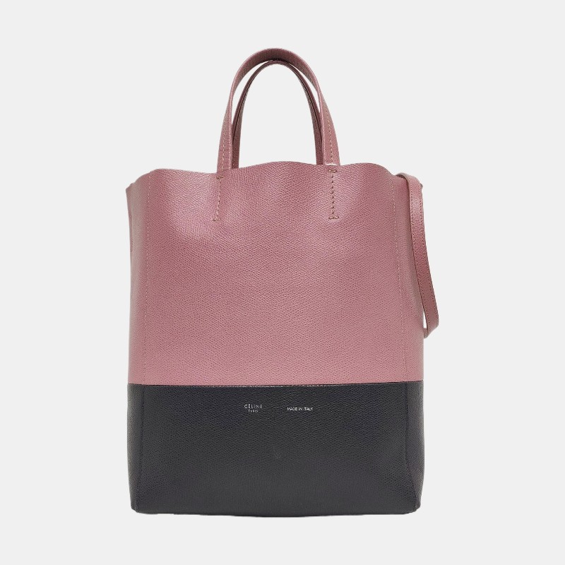 CELINE VERTICAL CABAS 粉色牛皮單肩包斜挎包手提包 銀色五金 可拆卸肩帶-7
