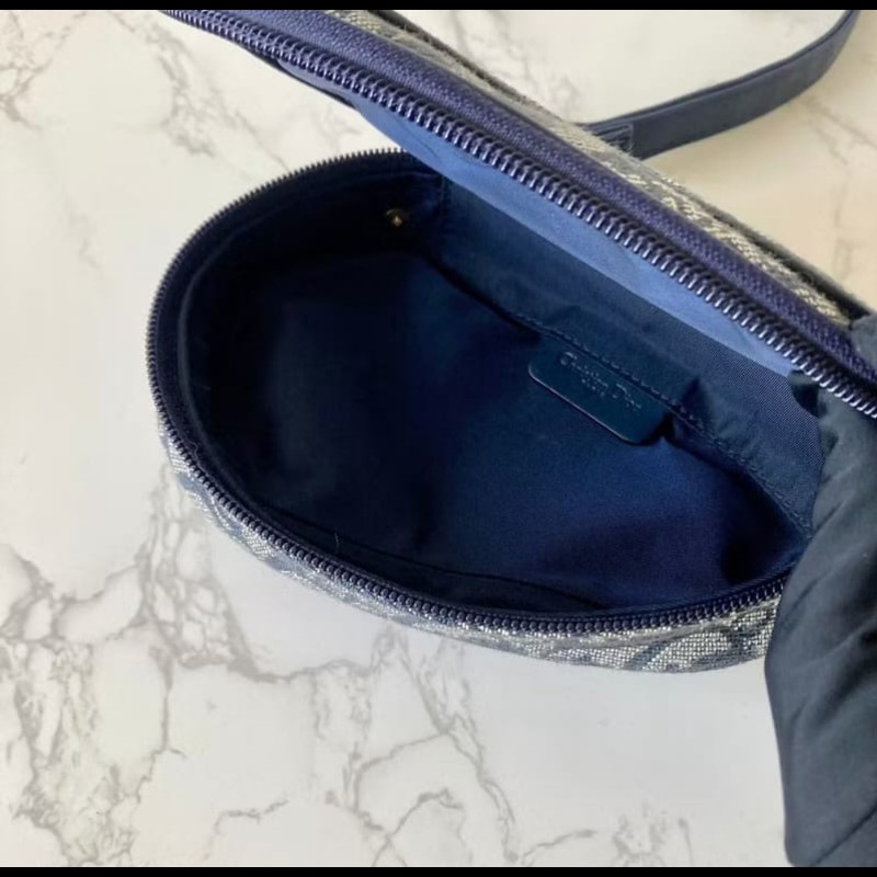 Dior深藍老花小包 可斜背 附副廠背帶-5