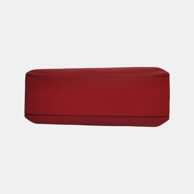 GUCCI Daily 紅色牛皮竹節單肩包手提包 銀色五金 可拆卸肩帶-4