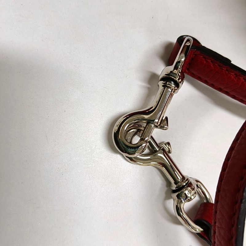 GUCCI Daily 紅色牛皮竹節單肩包手提包 銀色五金 可拆卸肩帶-10