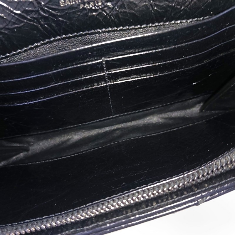 YSL NIKI 黑色牛皮褶皺錢包 黑色五金 9.9新-7