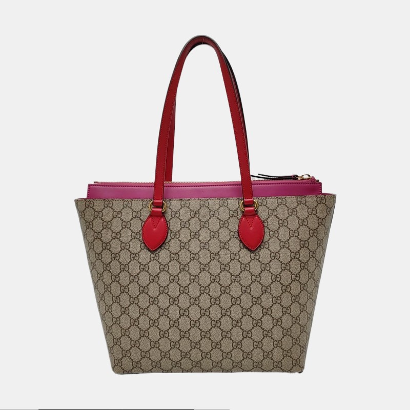 GUCCI 米色帆布老花單肩包 金色五金-4