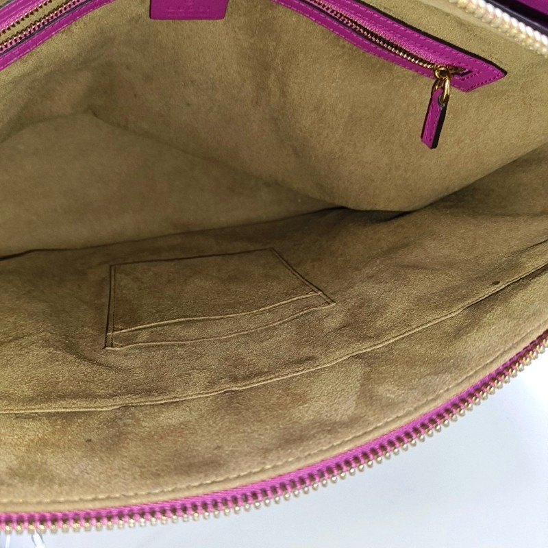 GUCCI 米色帆布老花單肩包 金色五金-6