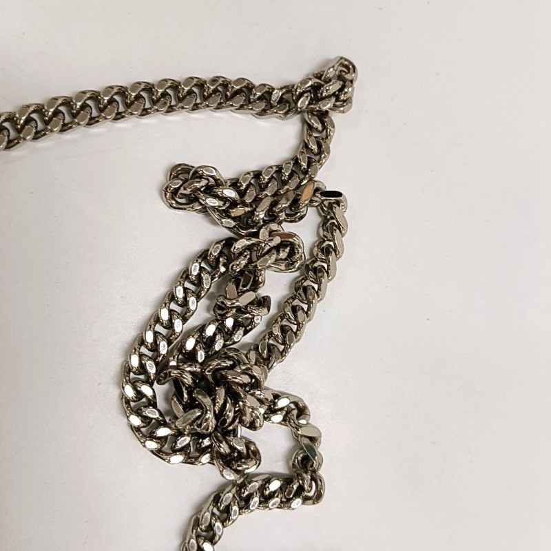 YSL KATE 中號 黑色牛皮流蘇鱷魚紋單肩包 銀色五金 9.8新-13