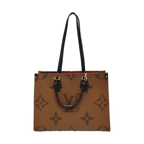 LOUIS VUITTON ONTHEGO 中號 棕色塗層帆布老花叢林包單肩包手提包 金色五金 9.9新