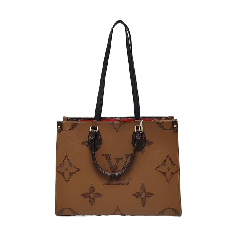 LOUIS VUITTON ONTHEGO 中號 棕色塗層帆布老花叢林包單肩包手提包 金色五金 9.9新-0