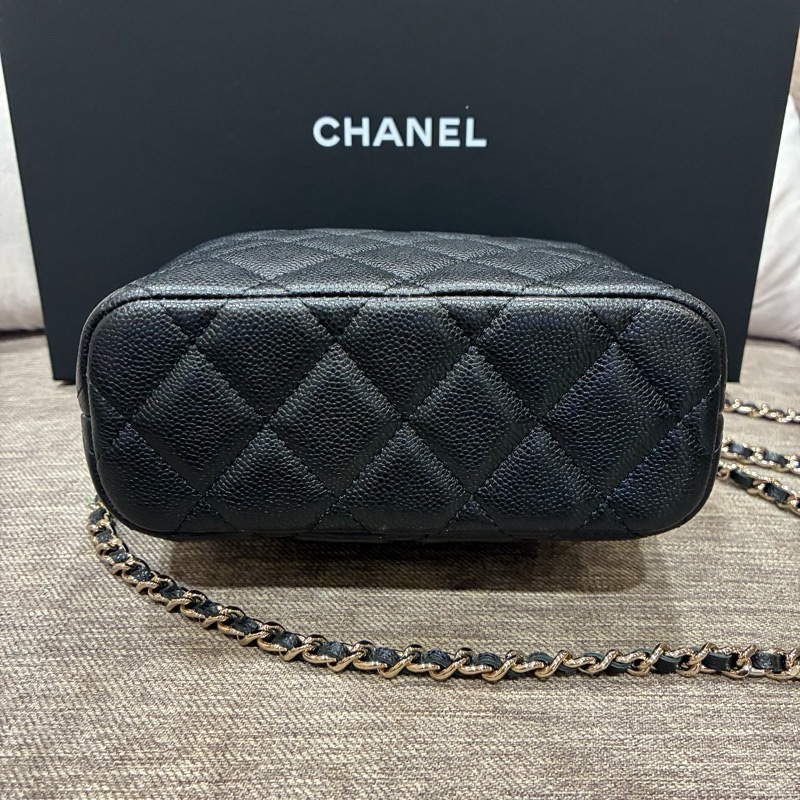 香奈兒Chanel 經典logo 黑色 荔枝皮 飯盒包 🇹🇼購證25年10🈷️票-2