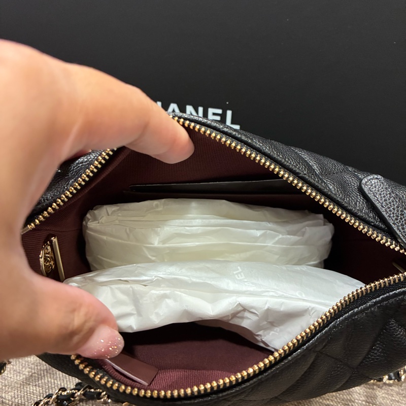 香奈兒Chanel 經典logo 黑色 荔枝皮 飯盒包 🇹🇼購證25年10🈷️票-6