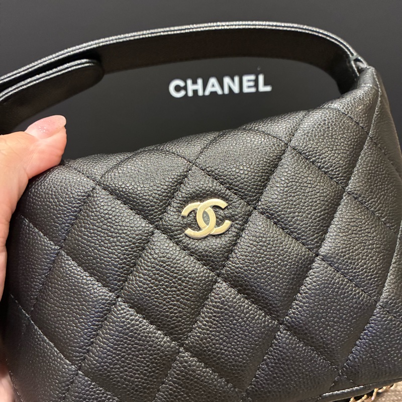 香奈兒Chanel 經典logo 黑色 荔枝皮 飯盒包 🇹🇼購證25年10🈷️票-13