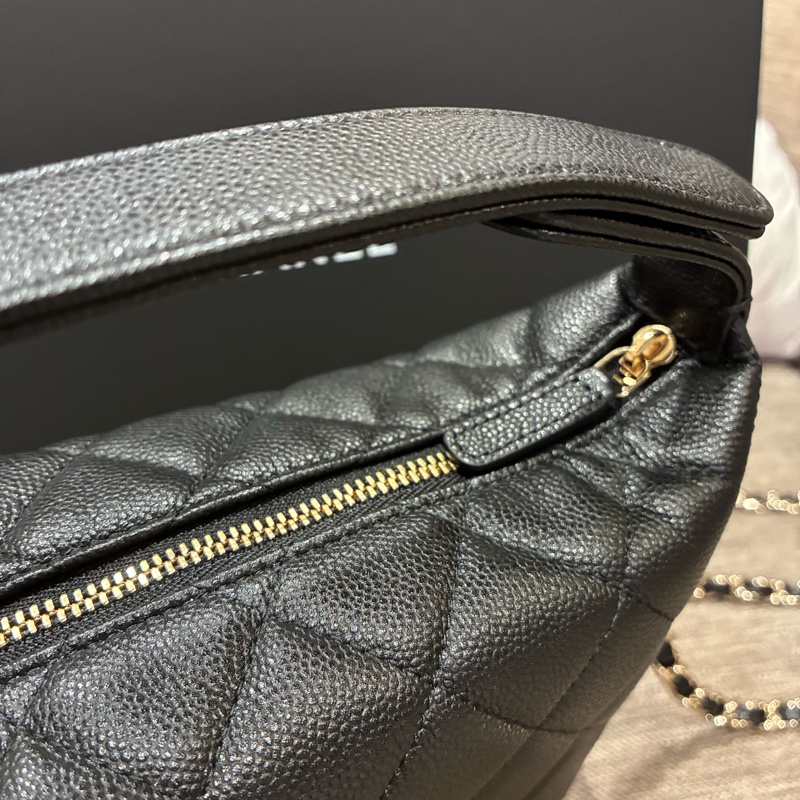 香奈兒Chanel 經典logo 黑色 荔枝皮 飯盒包 🇹🇼購證25年10🈷️票-14