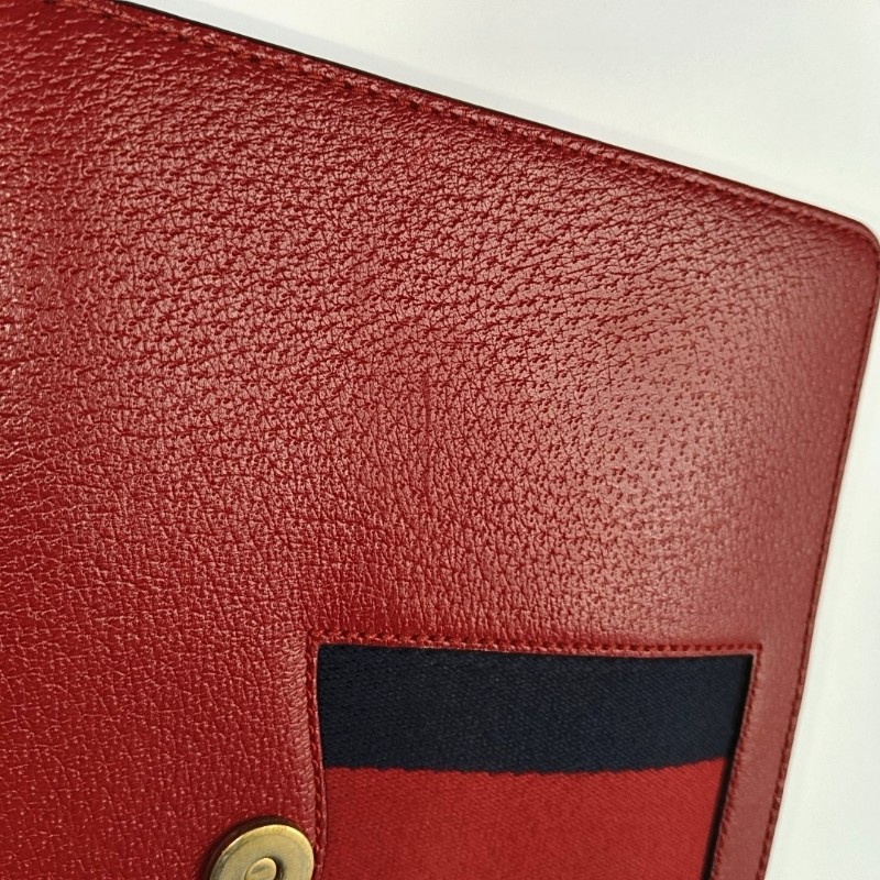 GUCCI Animalier紅色牛皮條紋織帶虎頭單肩包斜挎包 金色五金 可拆卸肩帶-10