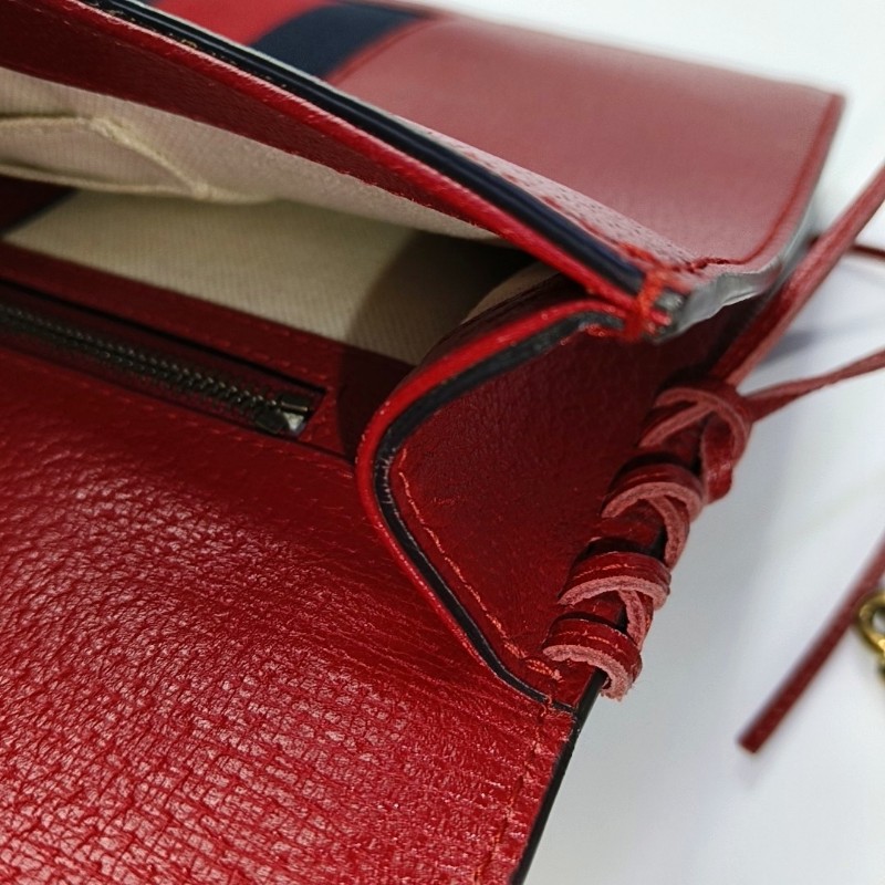 GUCCI Animalier紅色牛皮條紋織帶虎頭單肩包斜挎包 金色五金 可拆卸肩帶-12