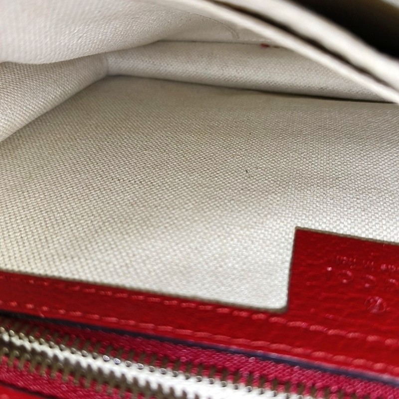 GUCCI Animalier紅色牛皮條紋織帶虎頭單肩包斜挎包 金色五金 可拆卸肩帶-13