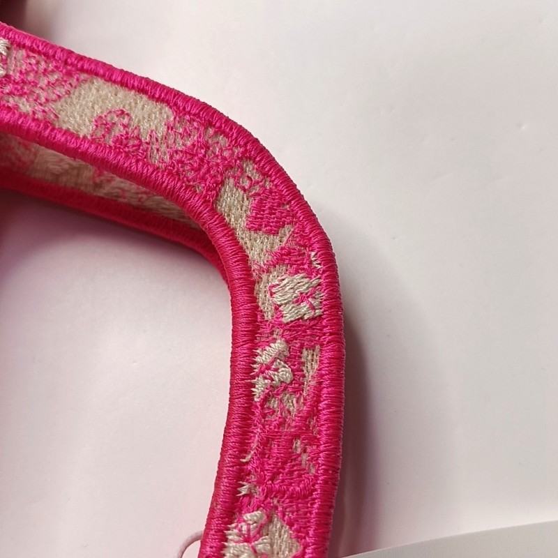 DIOR Book Tote 迷你 粉色織物刺繡提花手提包-8