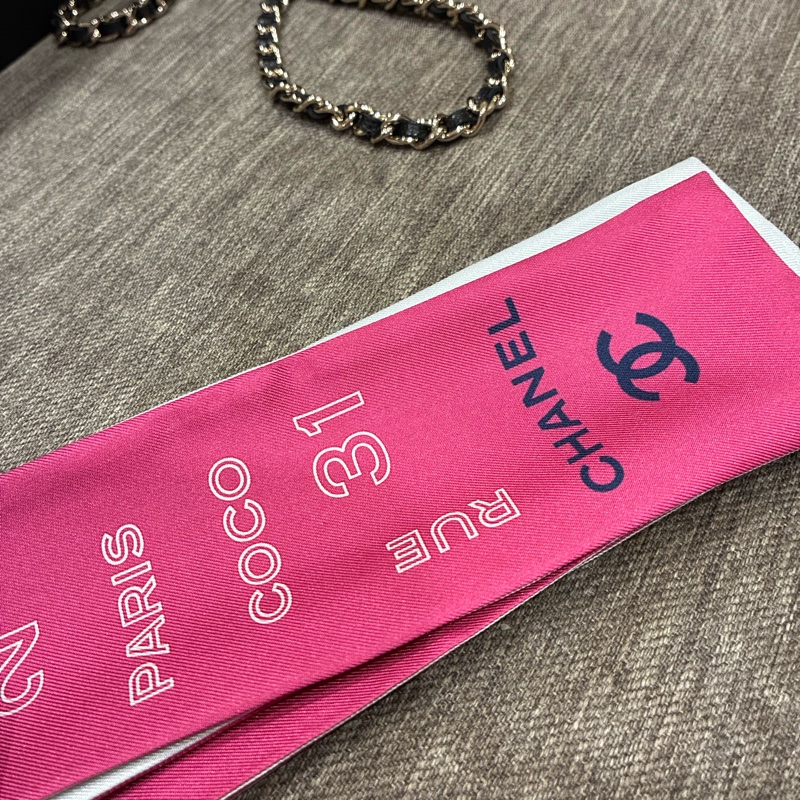 香奈兒Chanel 2025年品牌專屬生日禮🎁粉/白雙色twilly全新-4