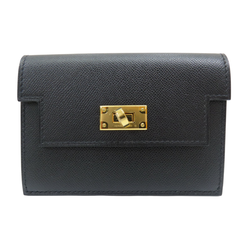 黑色 Epsom牛皮 Kelly Pocket 零錢包 W刻【HERMES 愛馬仕】-0