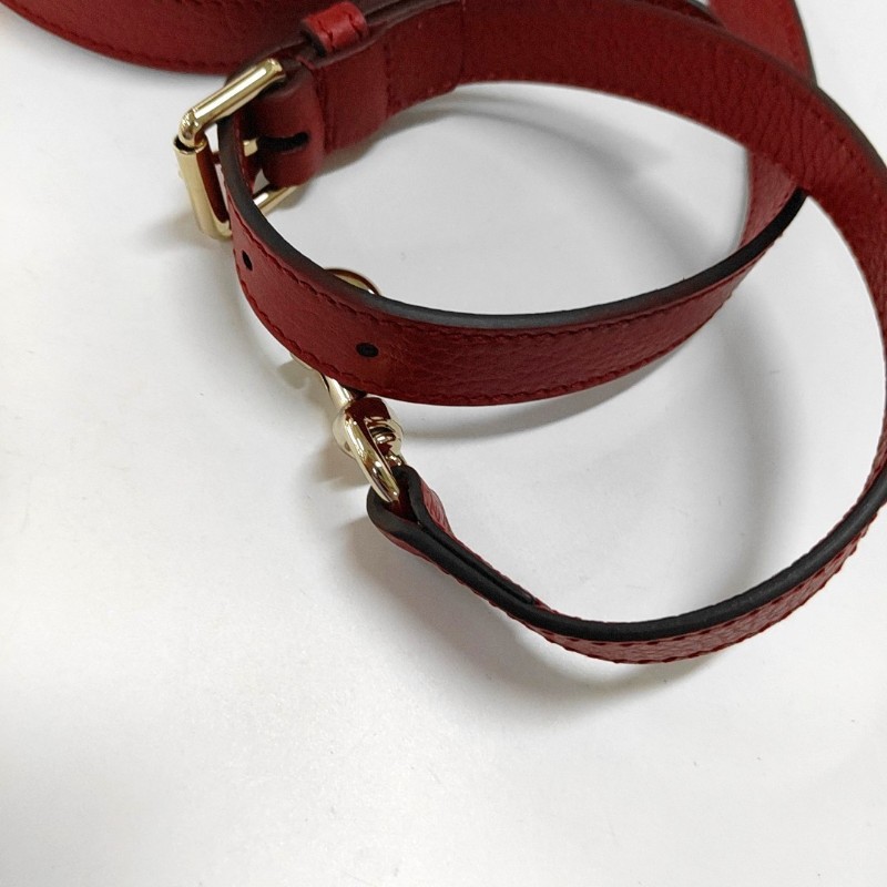 GUCCI托特包紅色牛皮單肩包斜挎包手提包 金色五金 可拆卸肩帶 9.8新-10