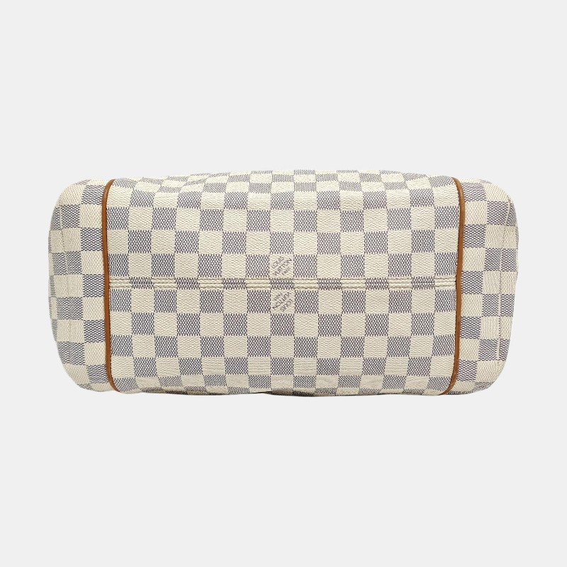 LOUIS VUITTON TOTALLY 中號 白色塗層帆布棋盤格手提包單肩包 金色五金-5