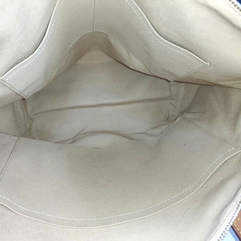 LOUIS VUITTON TOTALLY 中號 白色塗層帆布棋盤格手提包單肩包 金色五金-6