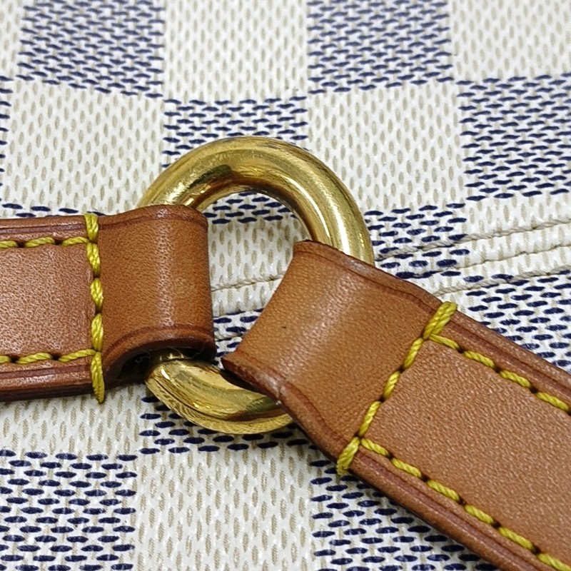 LOUIS VUITTON TOTALLY 中號 白色塗層帆布棋盤格手提包單肩包 金色五金-8