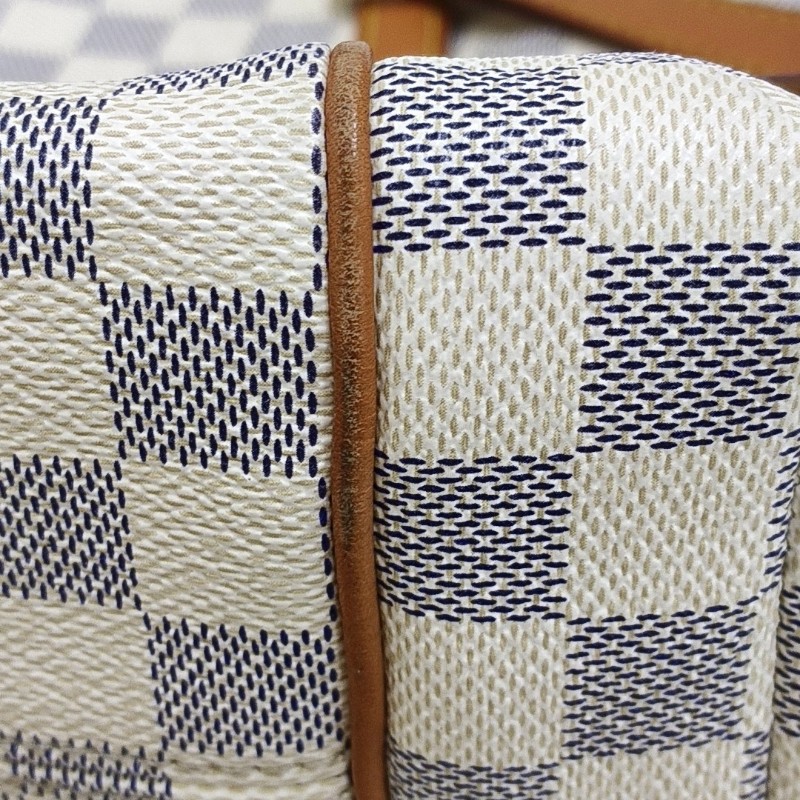 LOUIS VUITTON TOTALLY 中號 白色塗層帆布棋盤格手提包單肩包 金色五金-9