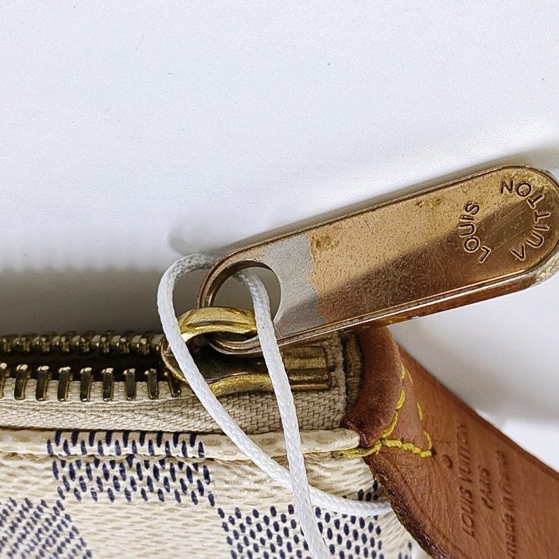 LOUIS VUITTON TOTALLY 中號 白色塗層帆布棋盤格手提包單肩包 金色五金-11