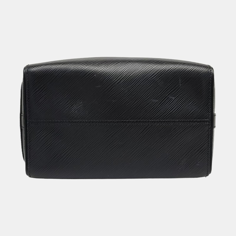 LOUIS VUITTON SPEEDY 25 黑色EPI 牛皮水波紋波士頓包單肩包手提包斜挎包 銀色五金 可拆卸肩帶-5