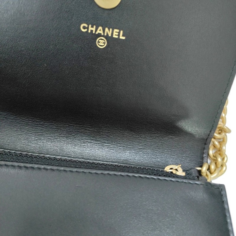 CHANEL BOY CHANEL 小號 黑色荔枝紋牛皮菱格紋絎縫單肩包斜挎包 金色五金31開-9