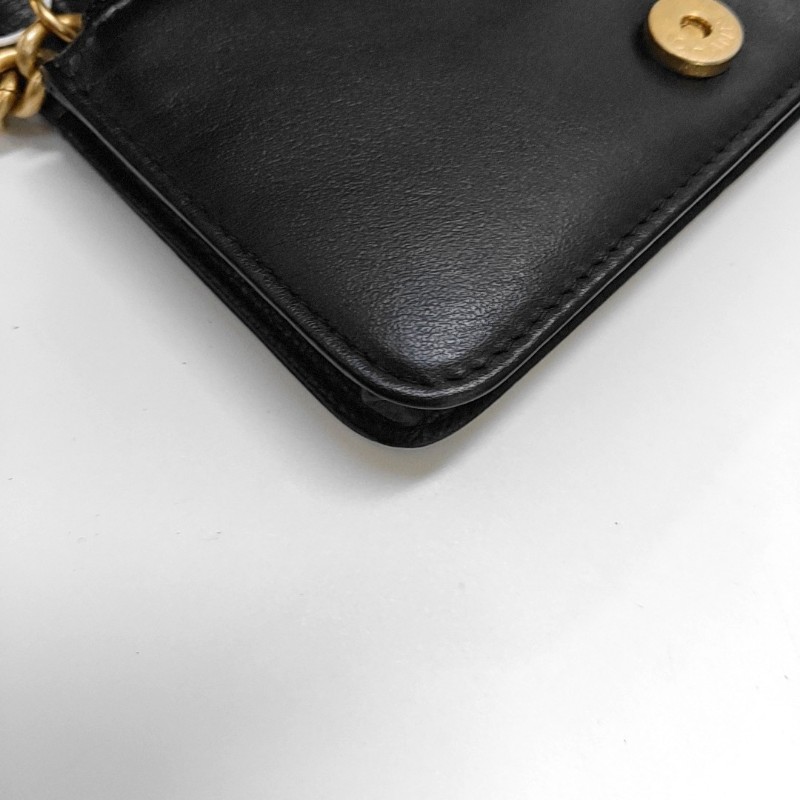 CHANEL BOY CHANEL 小號 黑色荔枝紋牛皮菱格紋絎縫單肩包斜挎包 金色五金31開-11