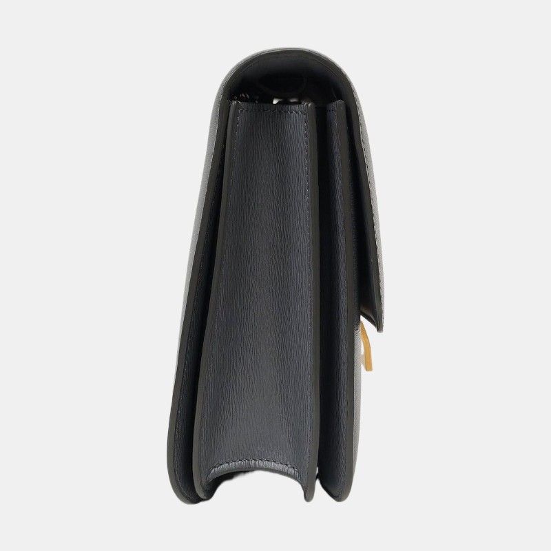 CELINE CLASSIC BOX 中號 灰色牛皮豆腐包斜挎包單肩包 金色五金 可拆卸肩帶 9.8新-3