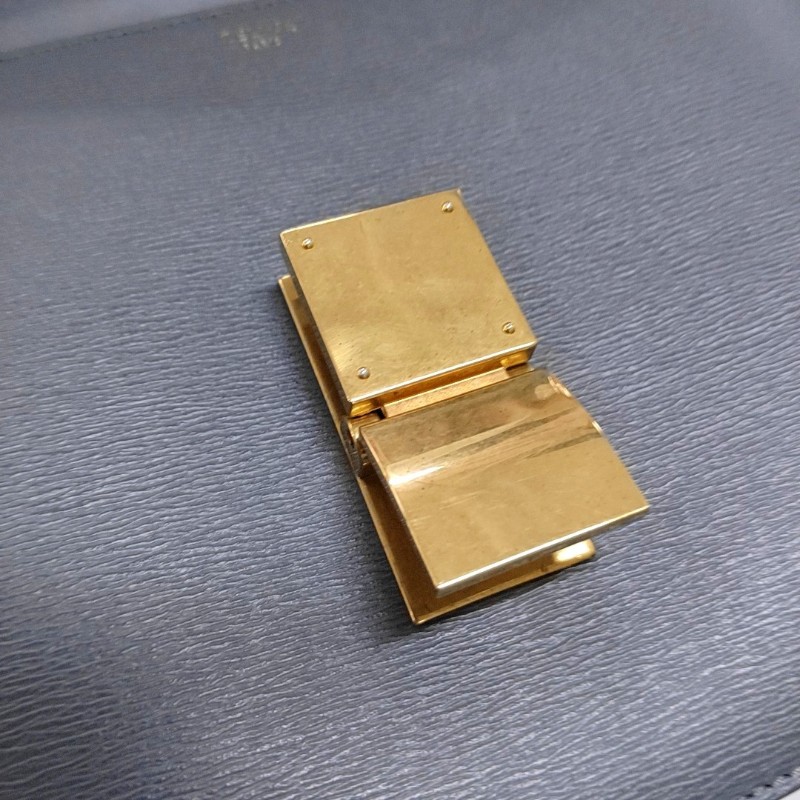 CELINE CLASSIC BOX 中號 灰色牛皮豆腐包斜挎包單肩包 金色五金 可拆卸肩帶 9.8新-8