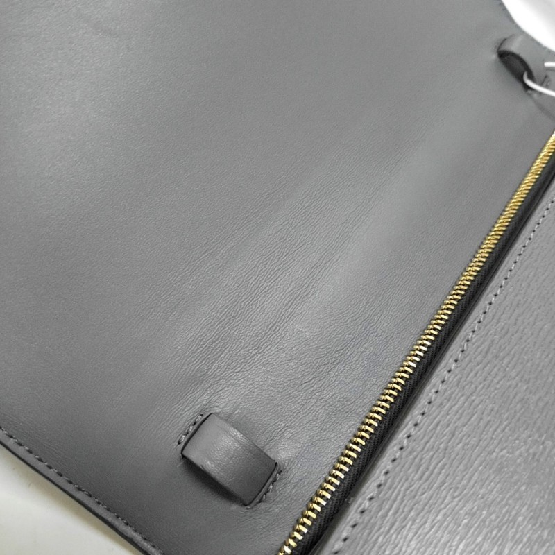 CELINE CLASSIC BOX 中號 灰色牛皮豆腐包斜挎包單肩包 金色五金 可拆卸肩帶 9.8新-9