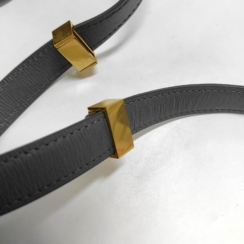 CELINE CLASSIC BOX 中號 灰色牛皮豆腐包斜挎包單肩包 金色五金 可拆卸肩帶 9.8新-12