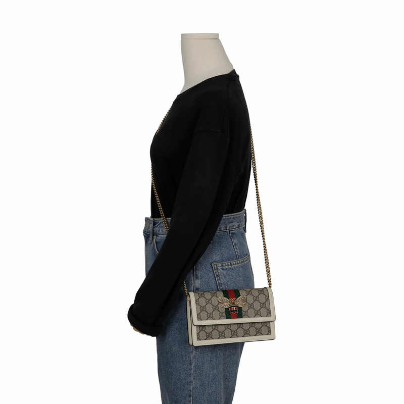 GUCCI 瑪格麗特女王迷你鏈錢包斜背包 476079-12