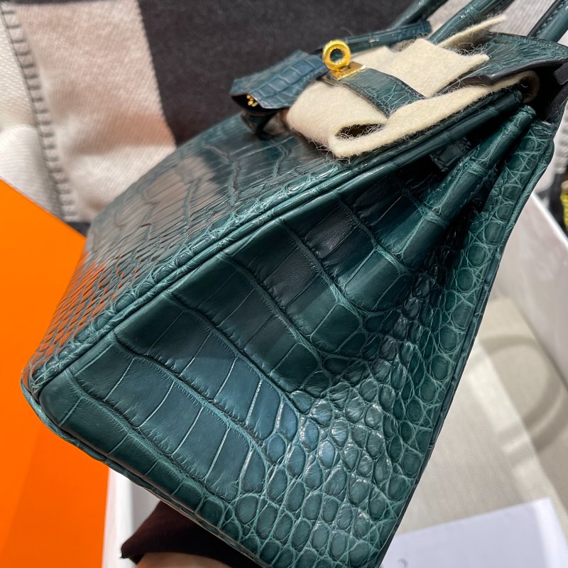 【精選天菜】HERMES 25CM BIRKIN 松柏綠 金扣  霧面 鱷魚-1