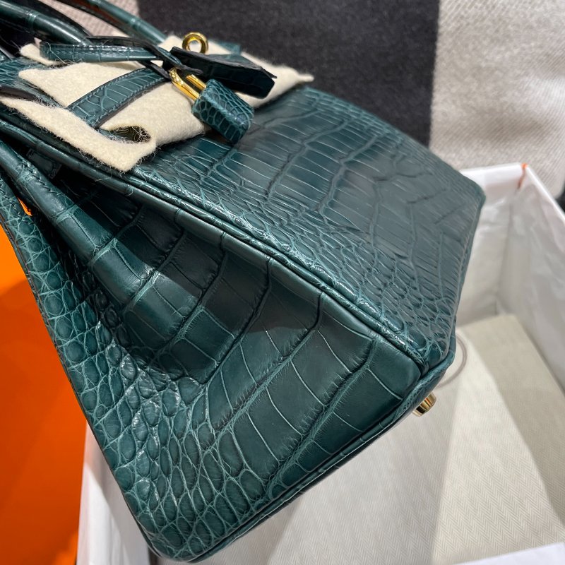 【精選天菜】HERMES 25CM BIRKIN 松柏綠 金扣  霧面 鱷魚-2